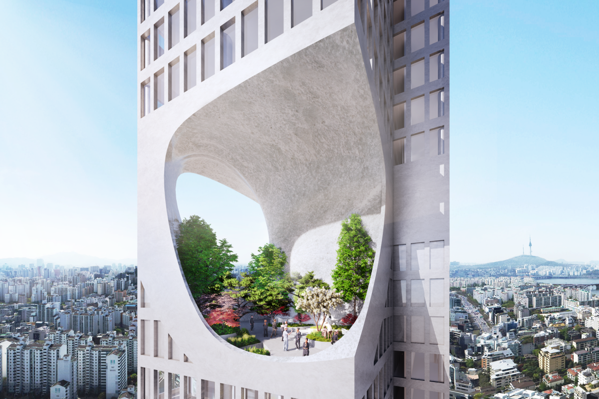 Seoul skyscraper creates openair "terrarium" around halfway up