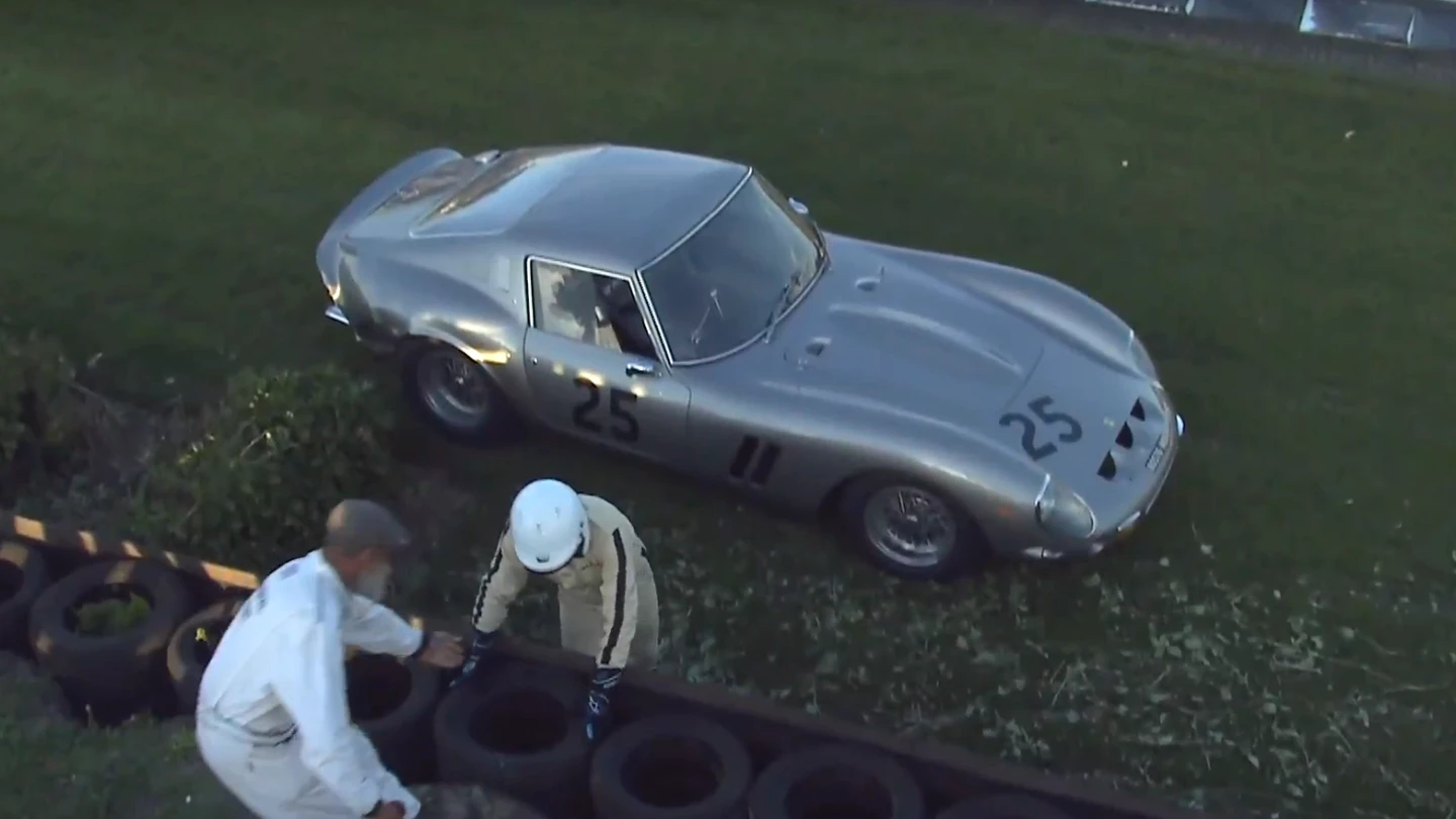 Carlos Monteverde's $38 million Ferrari 250 GTO was rear-ended on the starting grid and had to retire from the damage