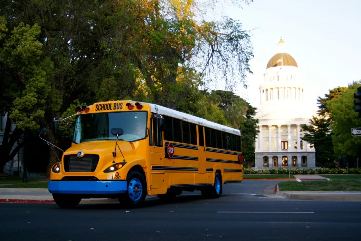 The eLion takes kids to and from school without the diesel exhaust