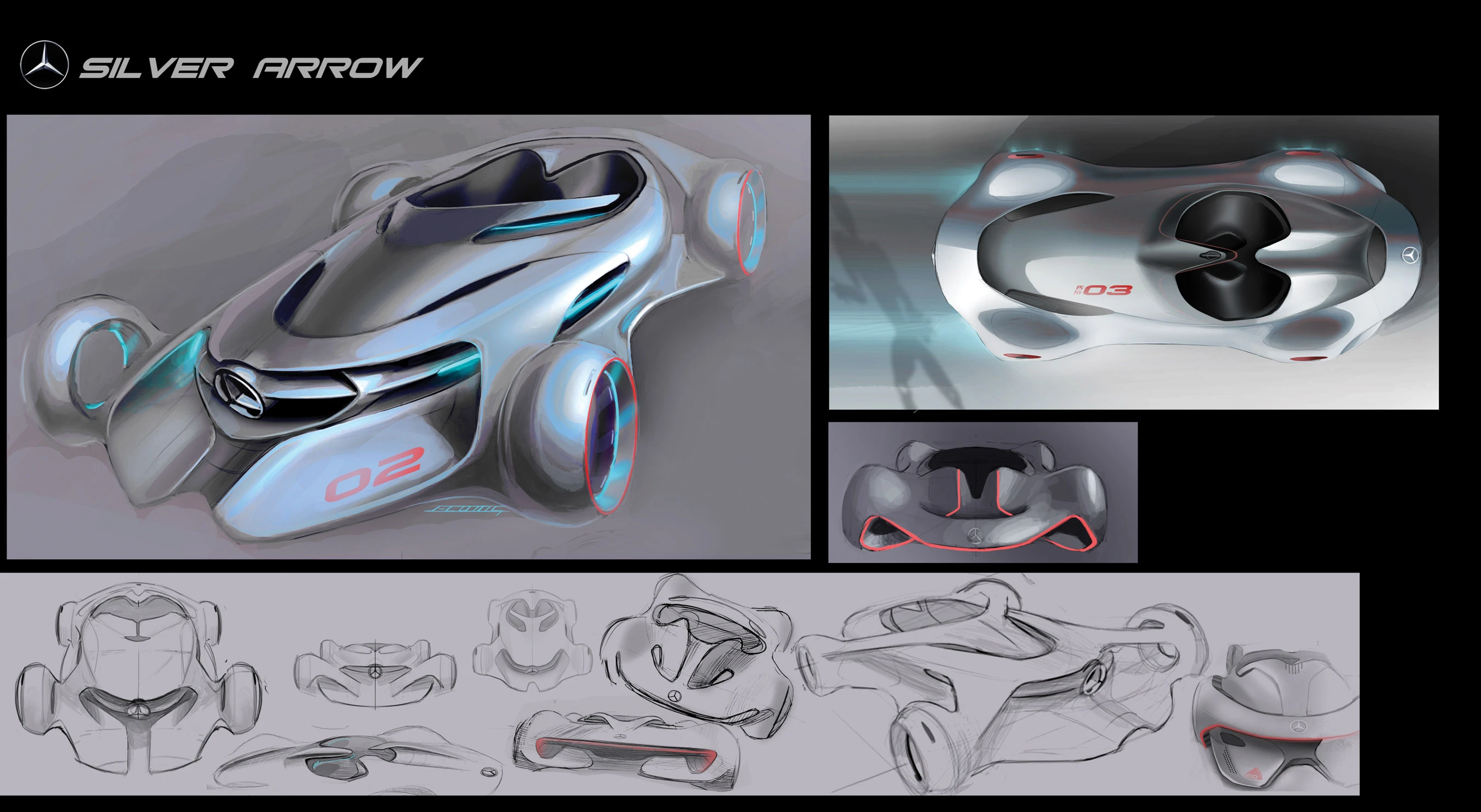 Silver Arrow concept sketches (Image: Mercedes-Benz Research & Development North America)