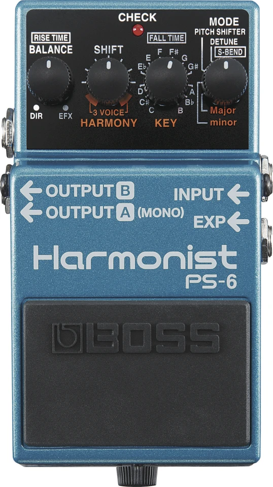 Four control knobs at the top of the PS-6 allow for precise tweaking of the pitch shift and harmony effects
