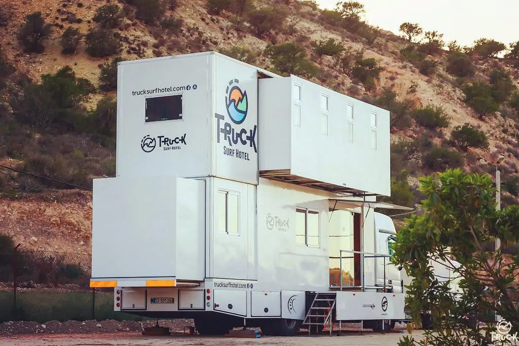 The Truck Surf Hotel finds a place to spend the night