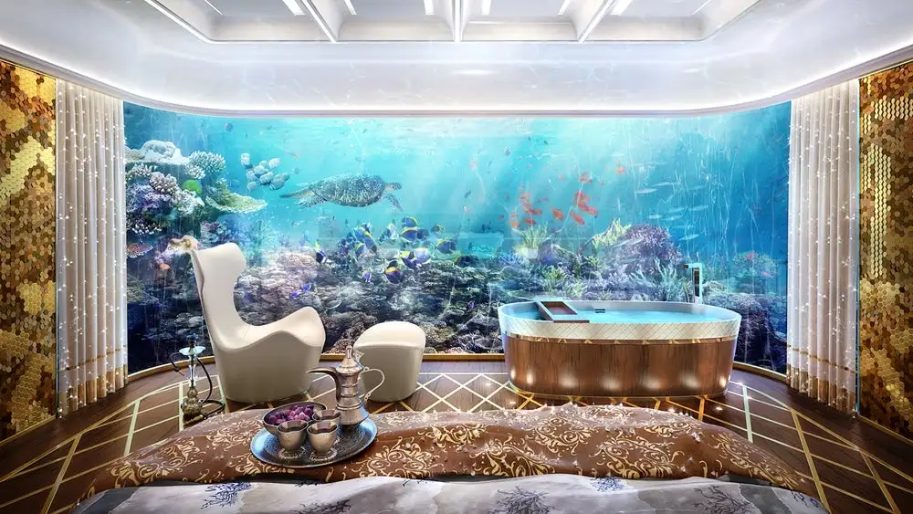 The Floating Seahorse Signature Edition has two submerged bedrooms, letting owners check out the marine life
