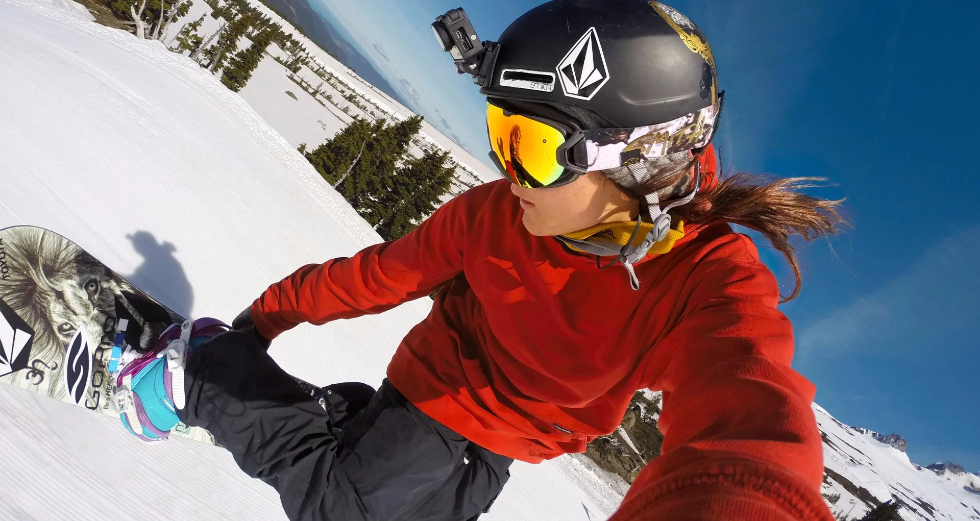 The GoPro Helmet Front Mount attaches to suitible helmets using a curved adhesive mount