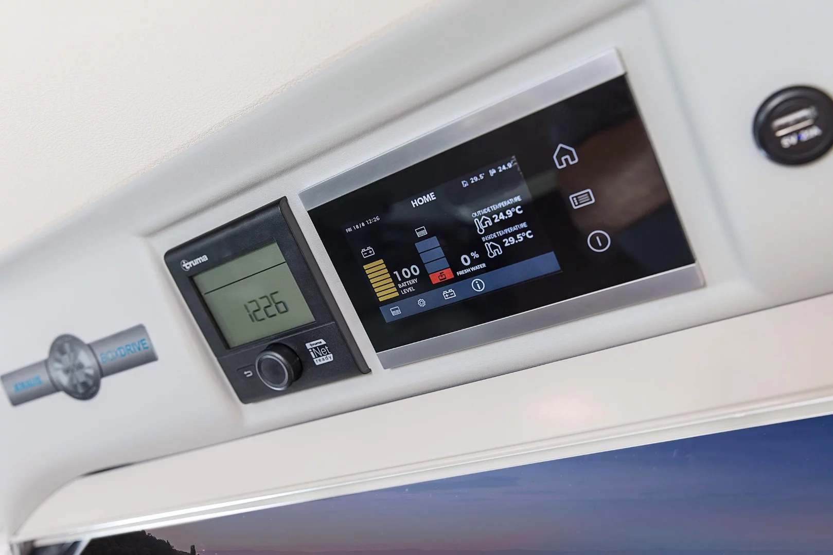 The Boxdrive helps occupants keep an eye on system information with a touchscreen panel