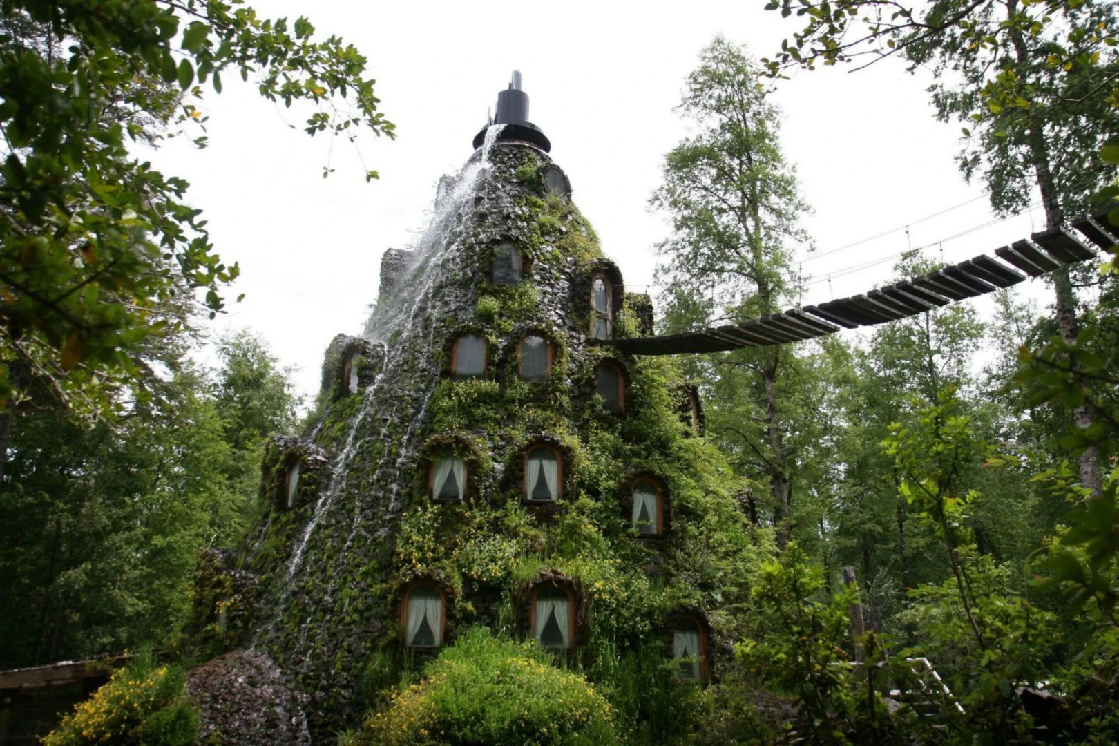 Hidden deep in the forest paradise of northern Patagonia, Huilo Huilo is a remarkable hotel inside a man-made volcano