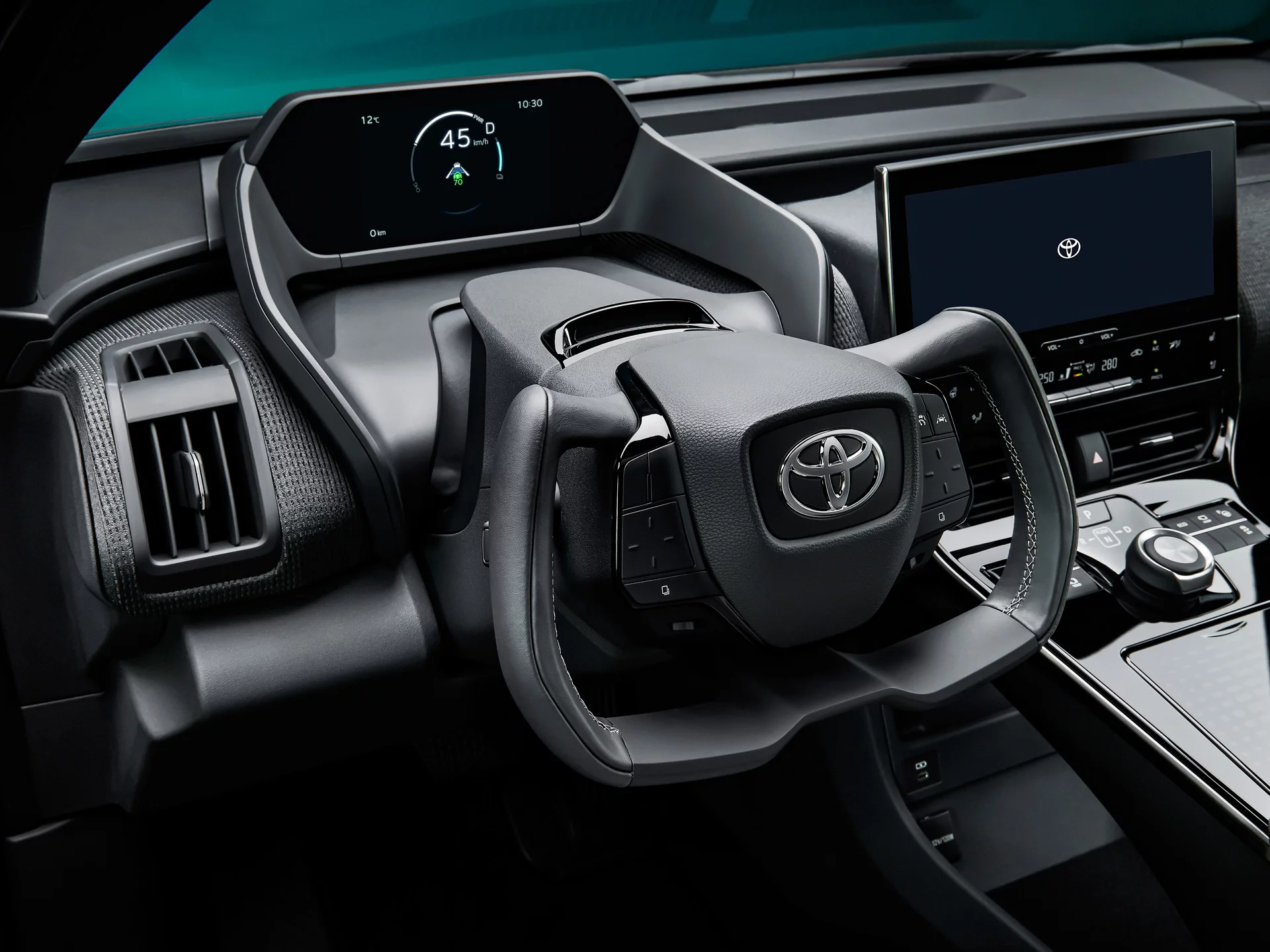 Toyota bZ4X models with the optional steer-by-wire system will feature a unique steering wheel
