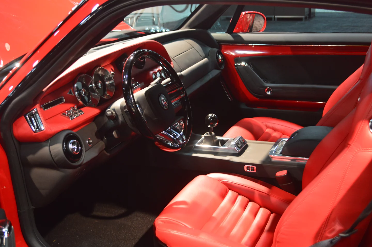 The exterior is retro muscle, but the interior is up-to-date style and tech