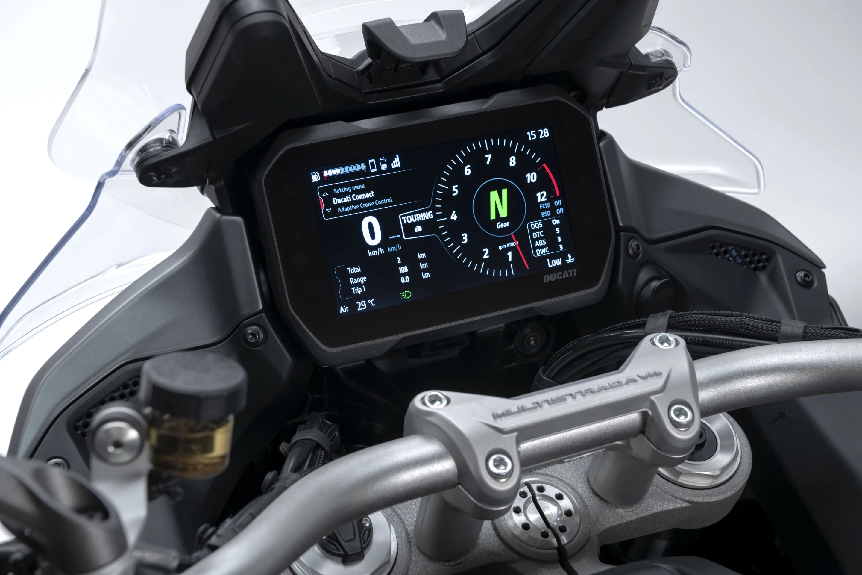 The 2021 Ducati Multistrada V4 sports a 5-inch TFT screen, while the S and Sport variants use a larger 6.5-inch unit