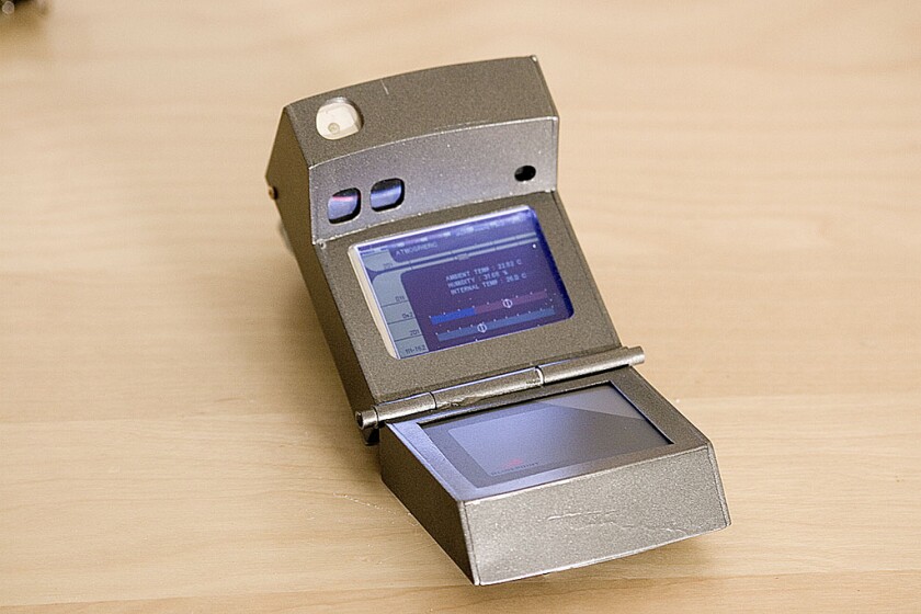Version 1 has the outward look of the handheld TR-560 device first seen in Star Trek: The Next Generation
