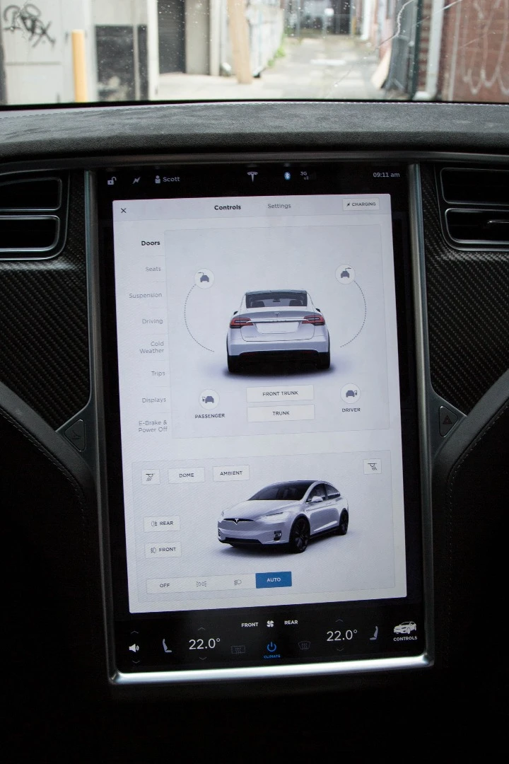 The touchscreen in the Tesla Model X