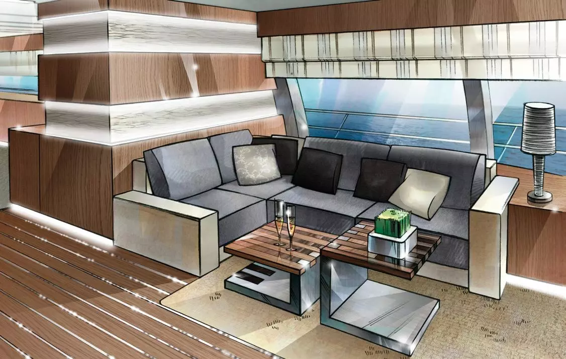 The CXL's interior includes multiple sleeping cabins, a lounge area and dining area