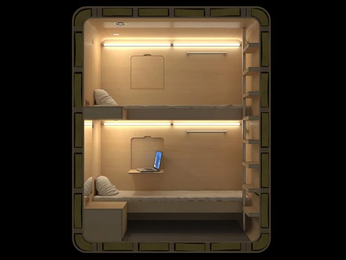 The Sleepbox hostel version with double bunks