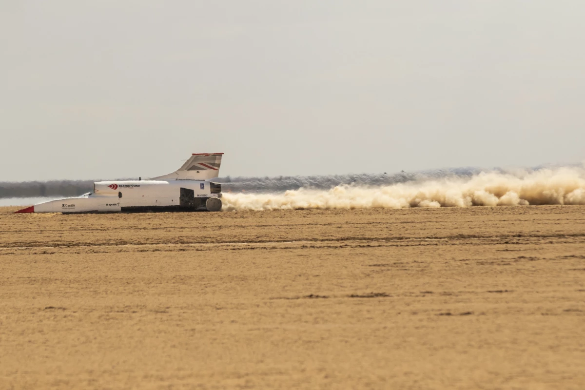 The Bloodhound LSR car in action
