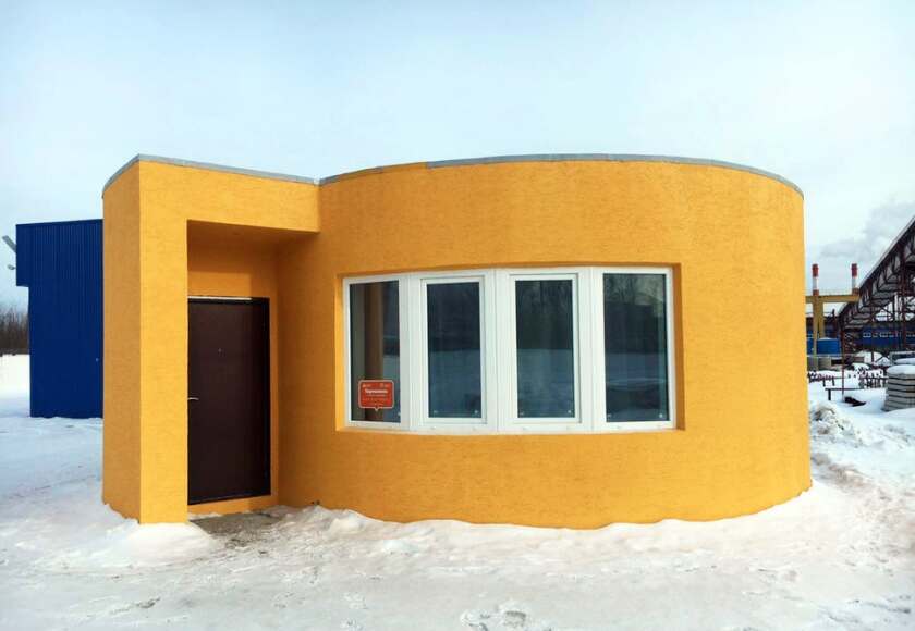 The completed 3D-printed house