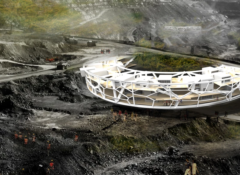 Honorable mention: Repair Goaf by Liangpeng Chen, Yating Chen, Lida Huang, Gaoyan Wu, Lin Yuan. A city that occupies an abandoned coal mine