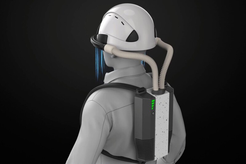 The Air Curtain Hard Hat Acts Like an Invisible Face Mask ?url=http%3A%2F%2Fnewatlas Brightspot.s3.amazonaws.com%2F5d%2F76%2F6479bccf4c3892f5169a5236ad00%2Fan Invisible Mask Wearable Air Curtain Treated To Kill Viruses Blocks 99 8 Of Aerosols Worker Protection2