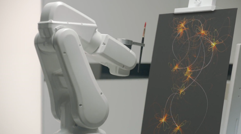 The robot arm busy creating Sleep Art
