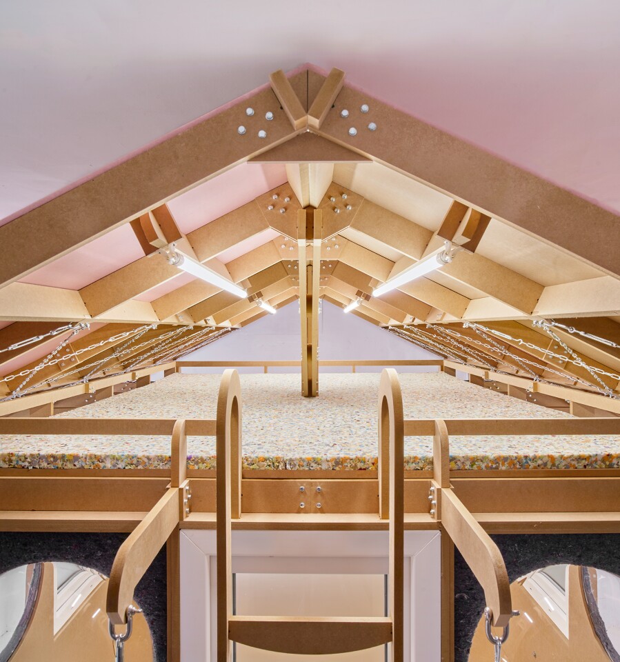 Roma's bedroom includes an upper loft which is accessed by ladder