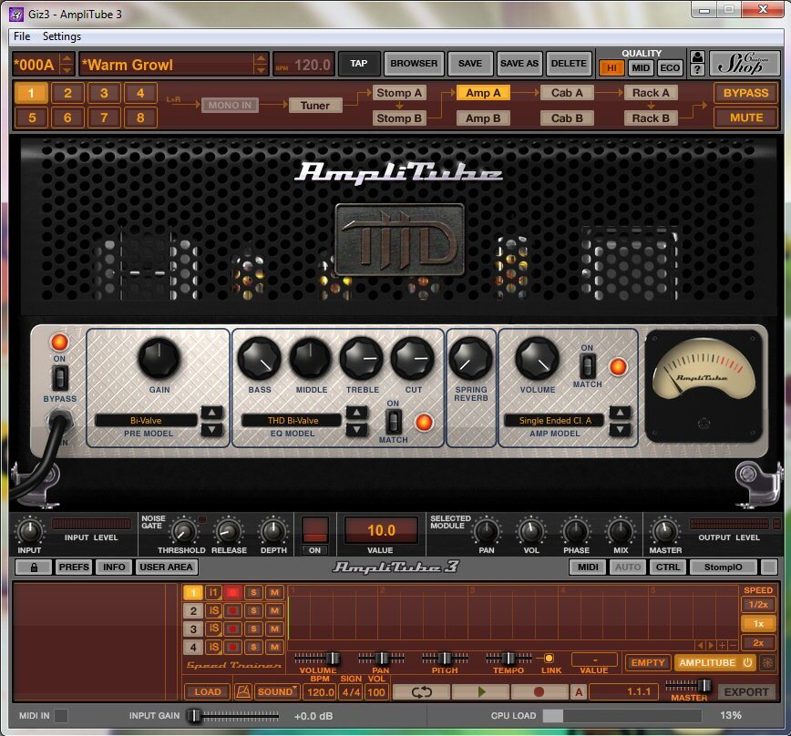 Screenshot of the AmpliTube 3 screen