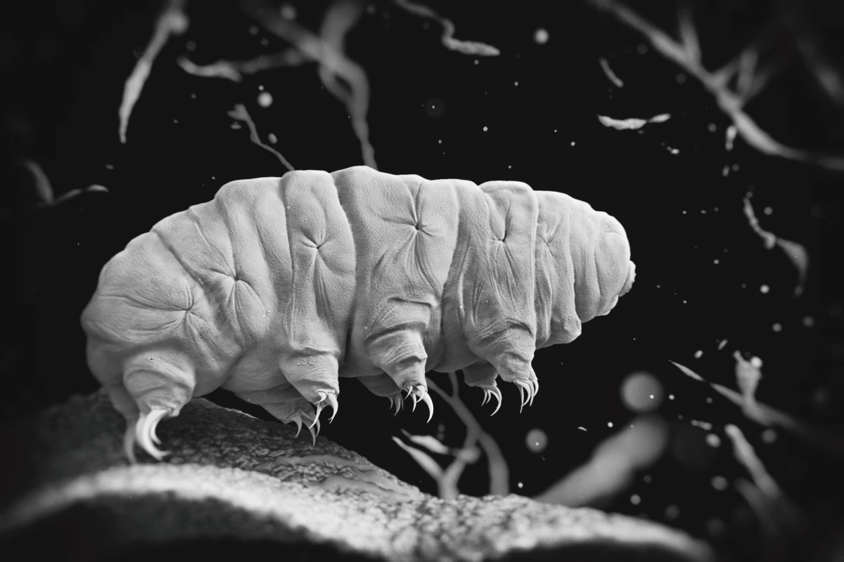 Rendering of a tardigrade, considered the toughest animal on Earth