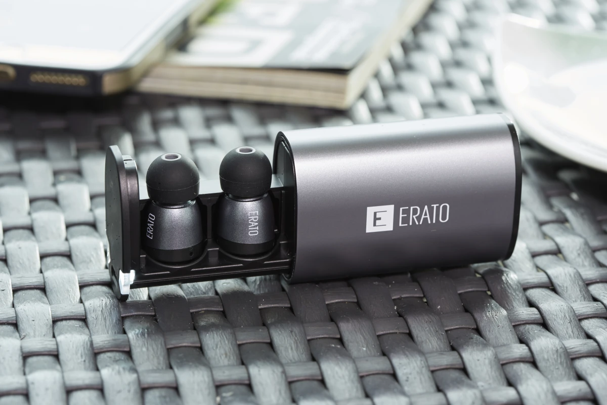 The earbuds charge in their case, which can also be used wirelessly