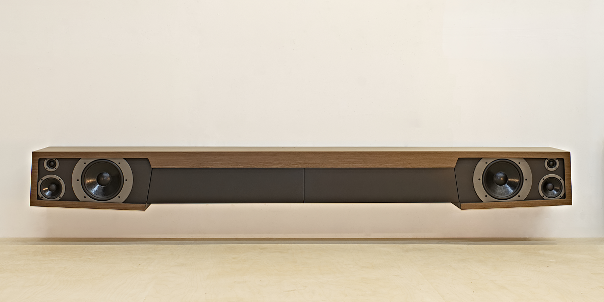 The ST-80 suspended TV console with passive radiator bass