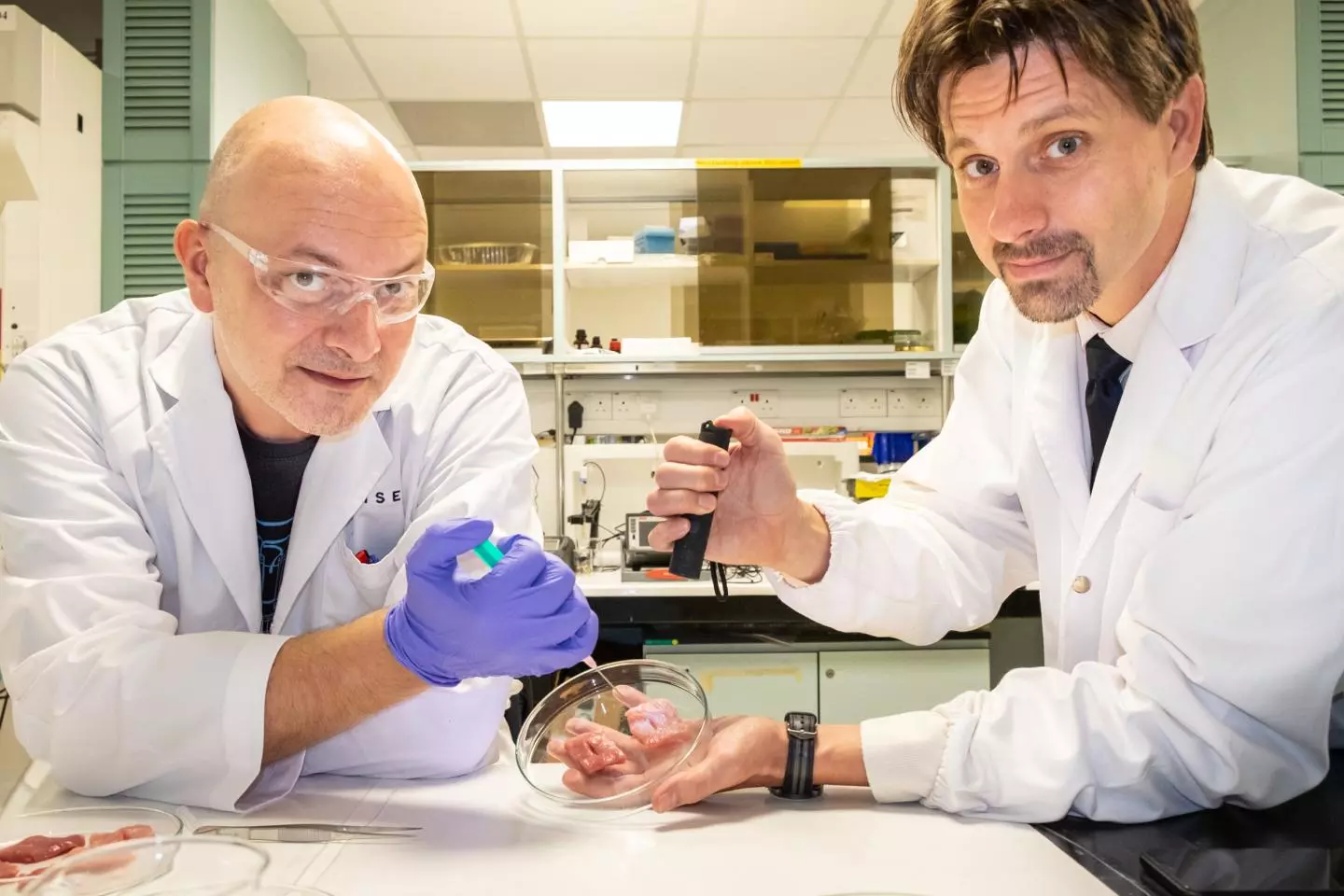 Dr. Ivan Djordjevic (left) and Assoc. Prof. Terry Steele demonstrate their CaproGlu