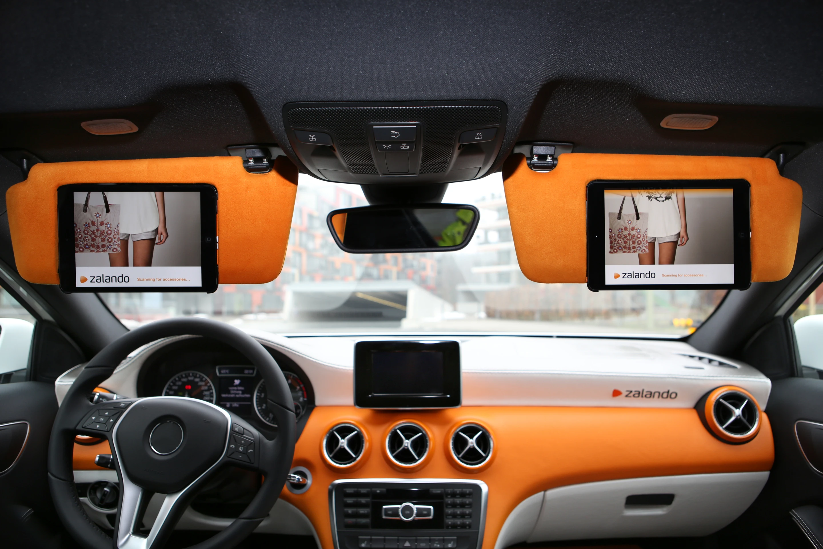 iPads mount on the visors of the Zalando concept