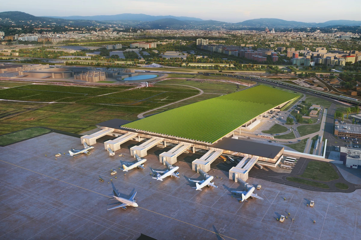 Aeroporto Amerigo Vespucci will be topped by a 19-acre (7.6-hectare) vineyard