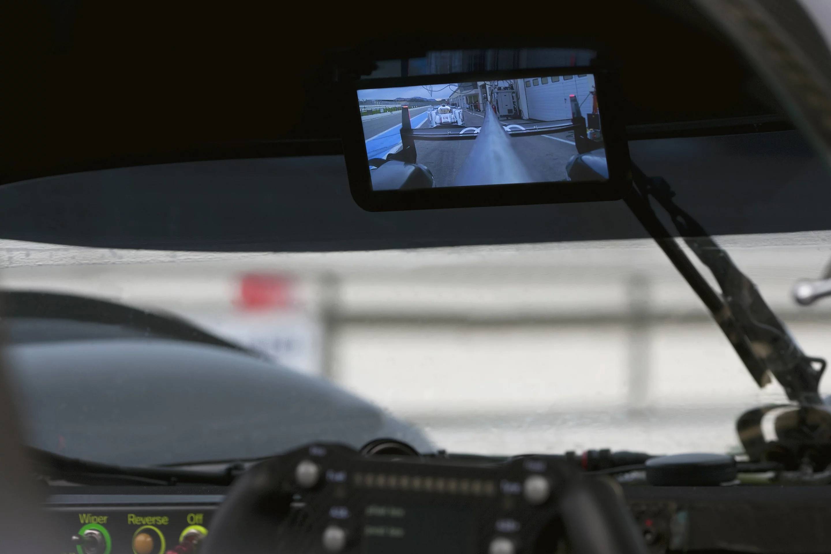 A new addition to the dominant Audi R18 cars for this year's Le Mans 24 Hour will be an AMOLED digital rear view mirror