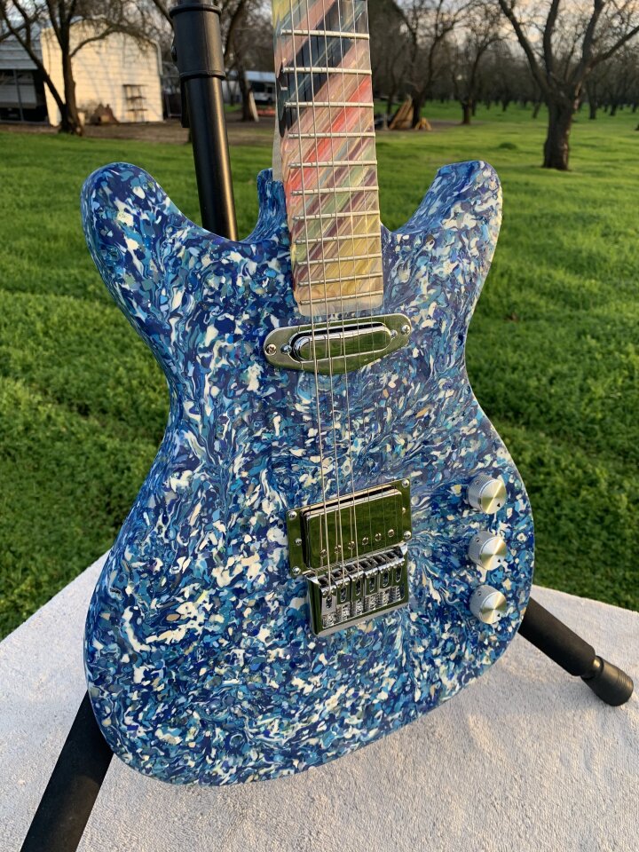 Shredded pieces of plastic waste were oven-baked in a steel box before being cut, shaped and routed