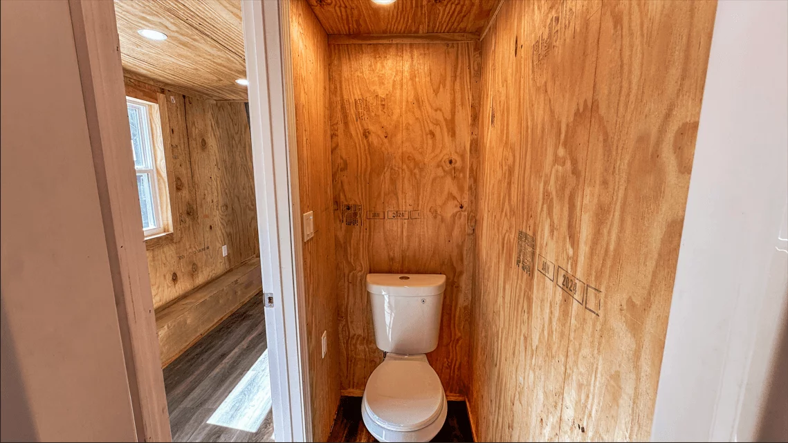 The Element 20's standard flushing toilet can be swapped for a composting toilet at additional cost