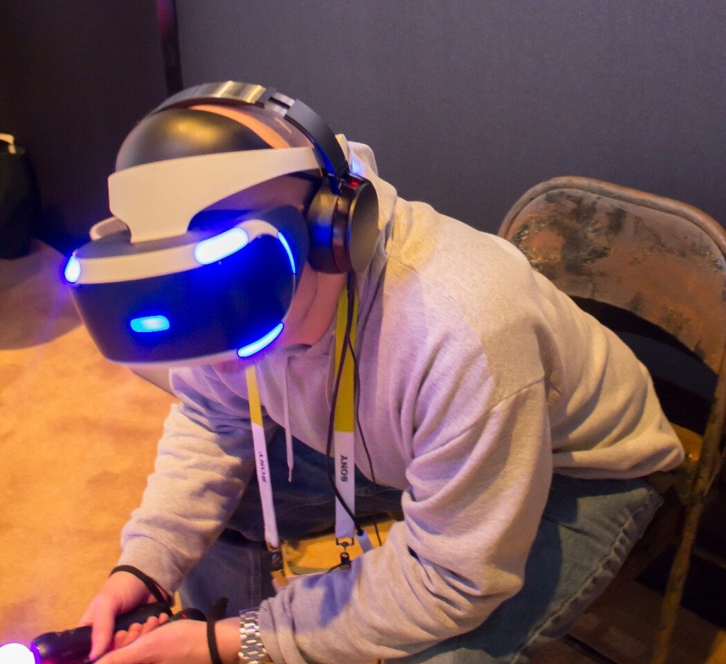 Like the Rift and Vive, there's an external sensor that detects upper body movement