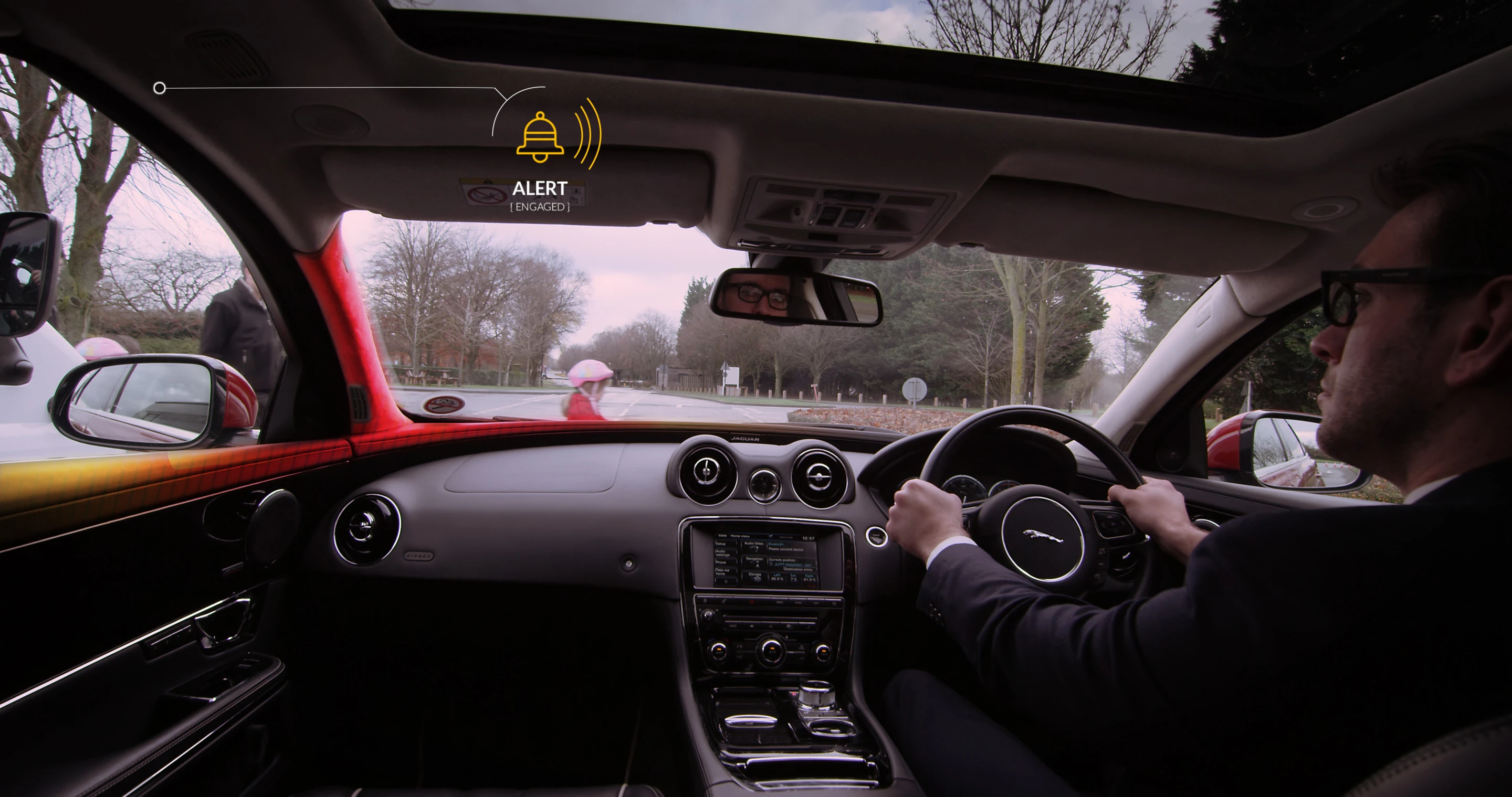 Those lights and sounds will also come on when the driver is at an intersection, if a cyclist or pedestrian is approaching from either side but is obscured from the driver's direct view