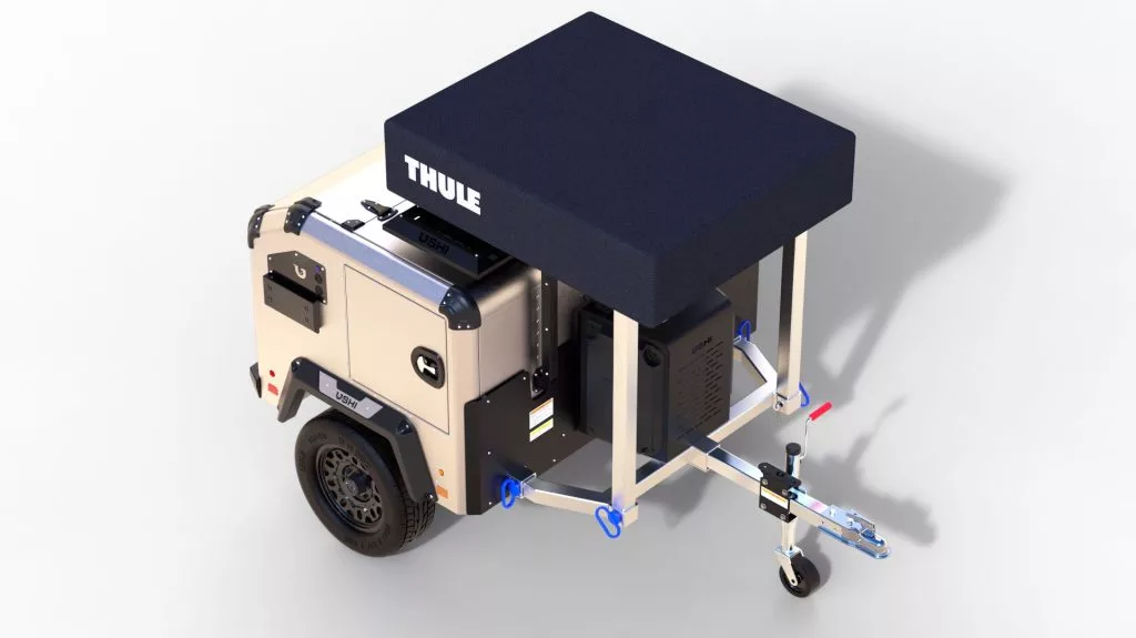Previously strictly a kitchen and gear-hauler, the Ushi OG now offers the option of a rooftop tent
