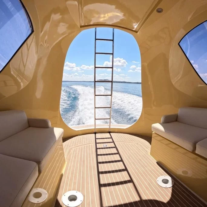 The interior of the 2024 Jet Capsule Super Sport is designed to accommodate various layouts, and provides seating for up to 10 passengers