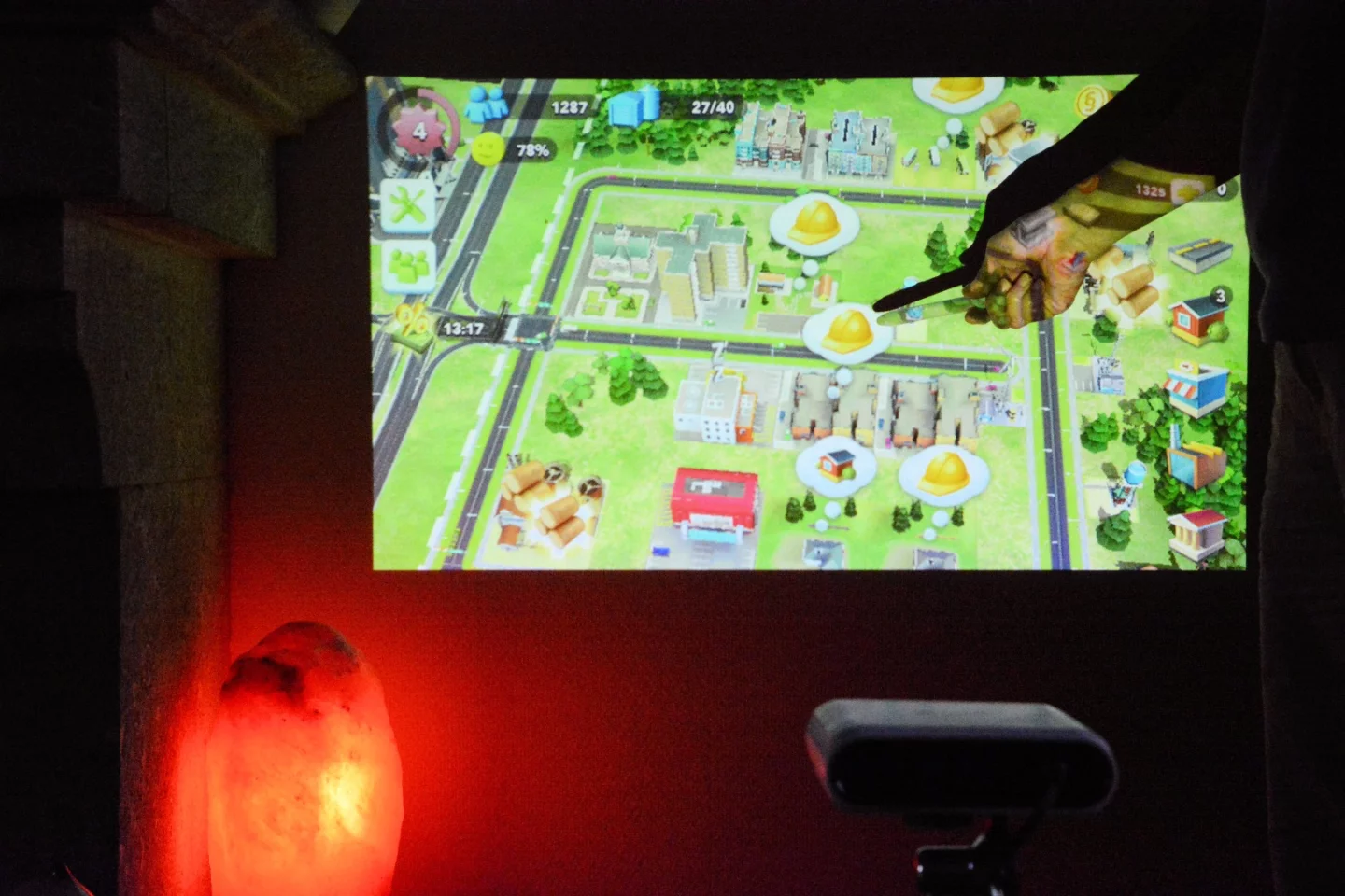 In a darkened room, the image thrown onto the wall can appear crisp, but up close edges are blurred and colors a little fuzzy