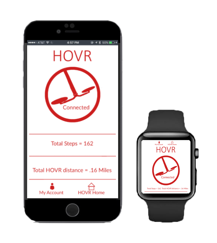 The Hovr app allows users to set goals, as well as measure distance traveled, calories burned and daily progress