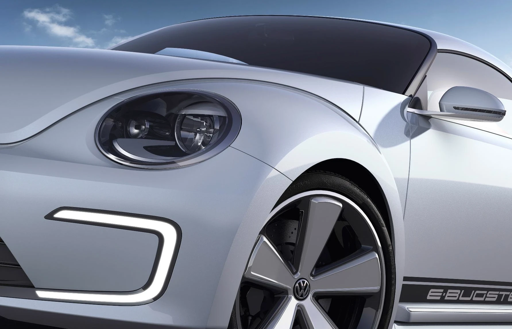 Volkswagen E-Bugster's LED running lights and 20-inch alloys in evidence