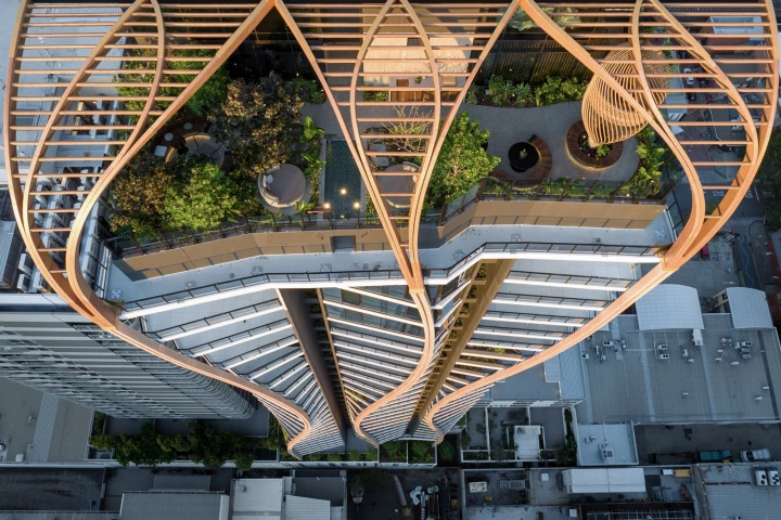 Upper House's twisting facade is inspired by indigenous Australian culture