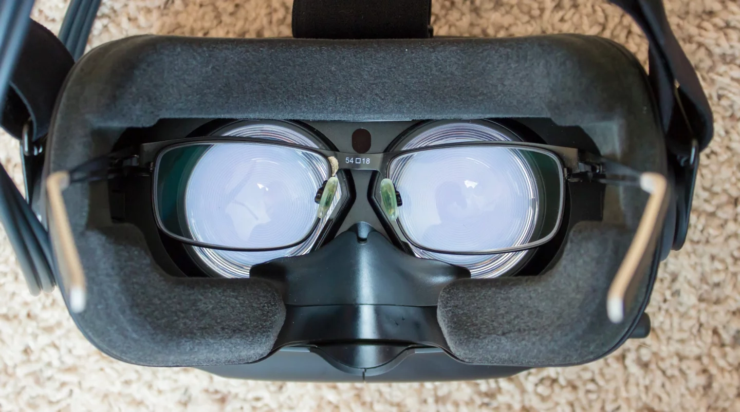 The Vive's lenses slide forwards to better accommodate glasses wearers