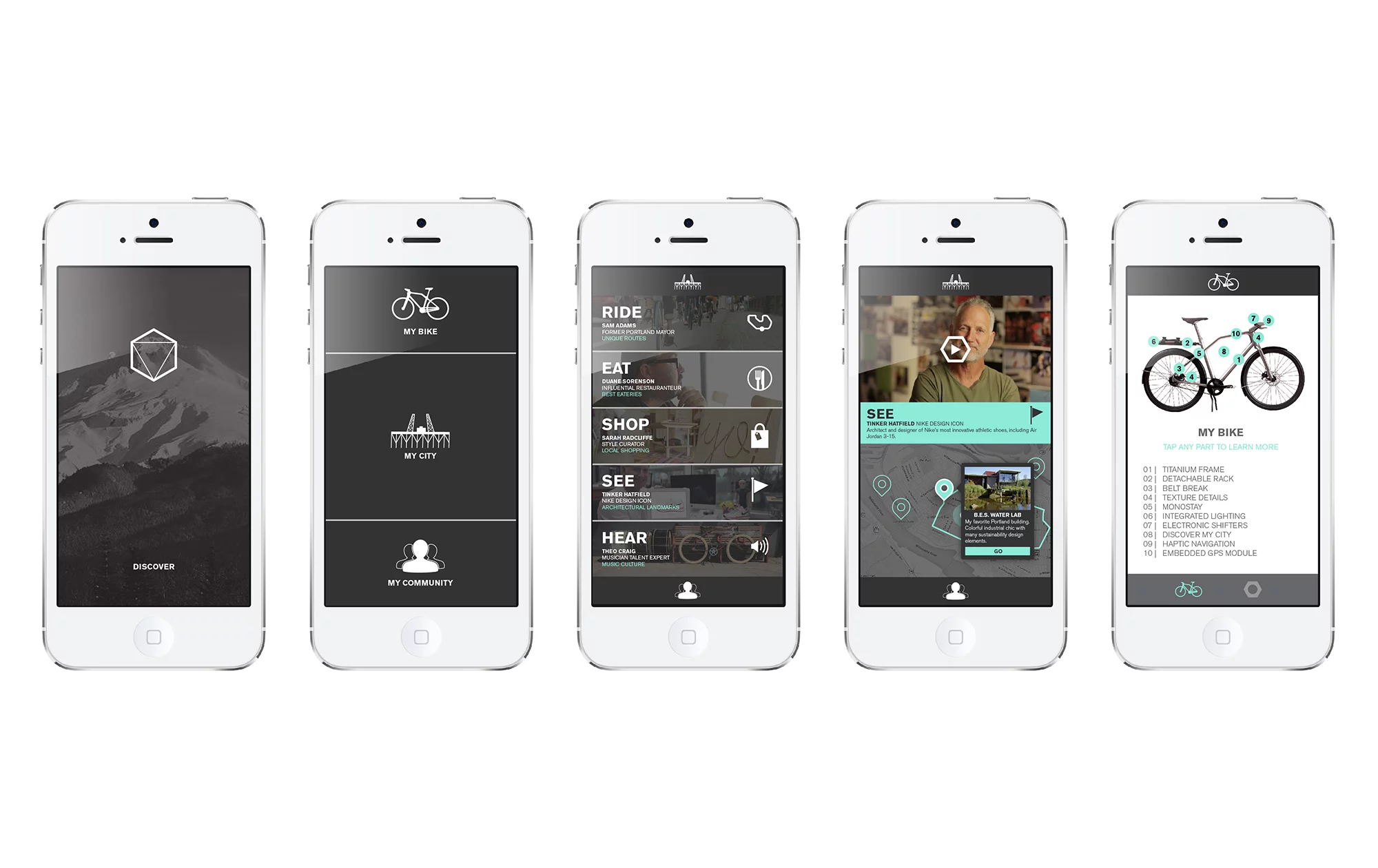 Using the accompanying "Discover My City" app, riders are taken on tours of Portland, guided by buzzes in the bars