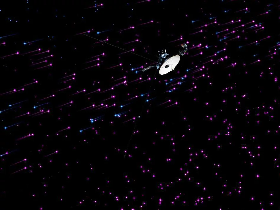 Artist's impression of Voyager 1 in the "magnetic highway" (Imaeg: NASA)
