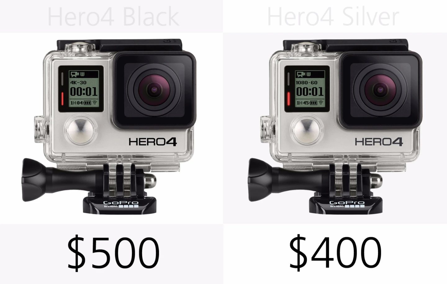 GoPro Hero4 Black and GoPro Hero4 Silver price
