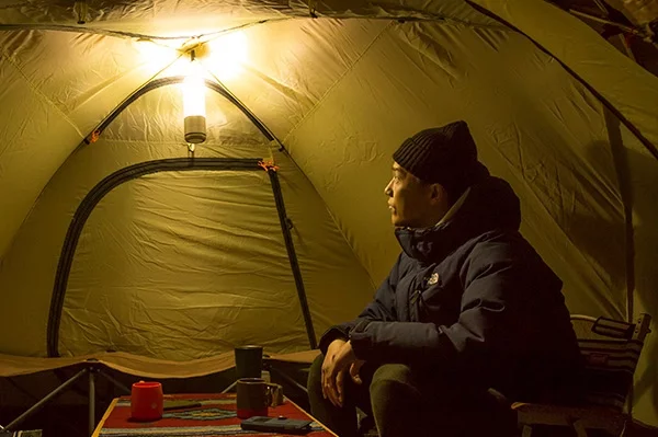 The Playful Base at work as a tent lantern