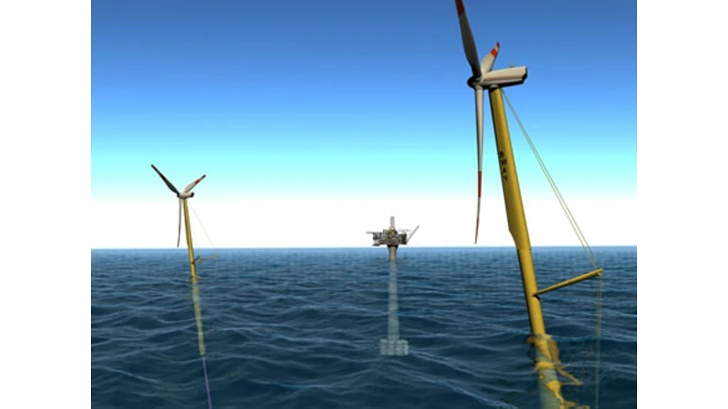 The Sway wind turbines bob in the water like partially filled bottles