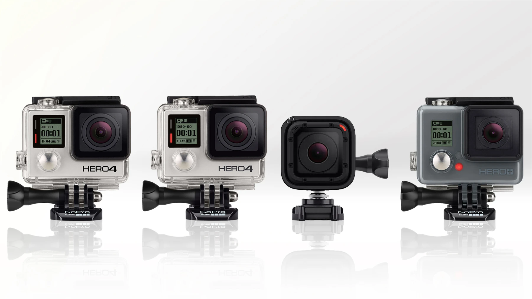 Gizmag compares the key specs and features of the GoPro Hero4 Black, Silver, and Session along with the Hero+ LCD