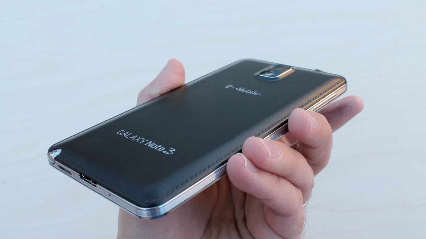 The sides of the Galaxy Note 3 are a metallic colored plastic
