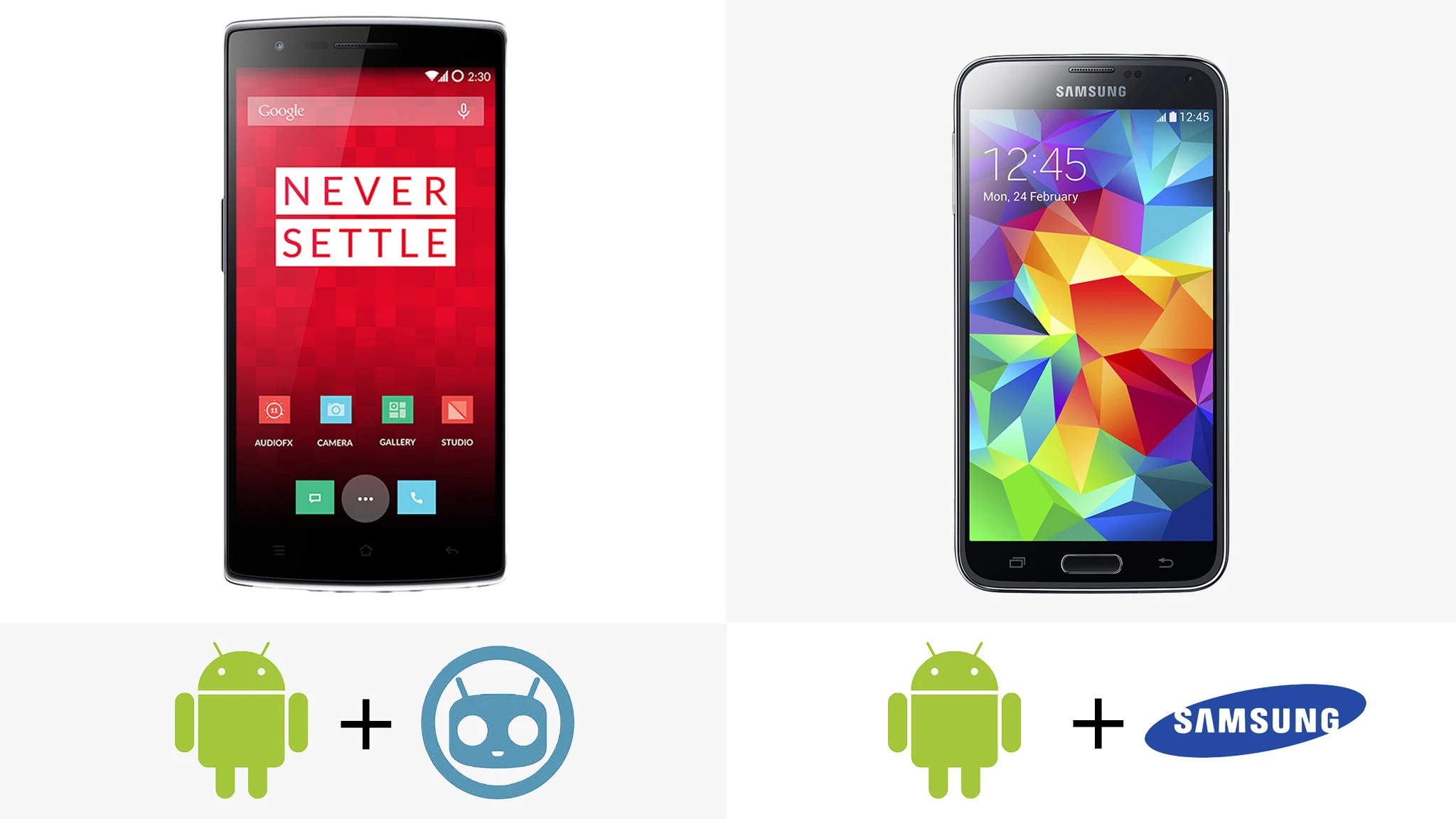 Both phones run Android 4.4 KitKat at their core